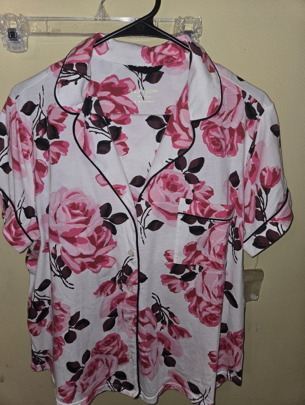 Kate Spade New York Pink Rose Floral Pajama Set Size XL 2pc